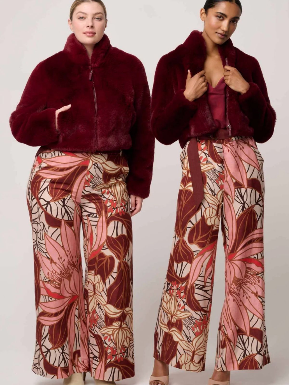 Dawn Faux Fur Cropped Jacket | Bordeaux