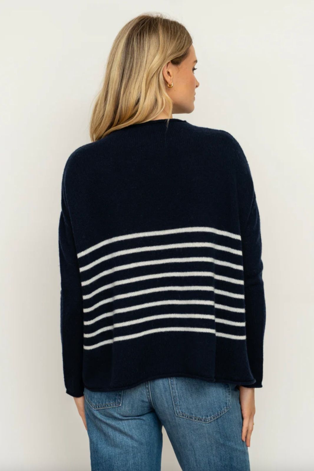 The Smith Wool/Cashmere Crew | French Navy &amp; Ivory