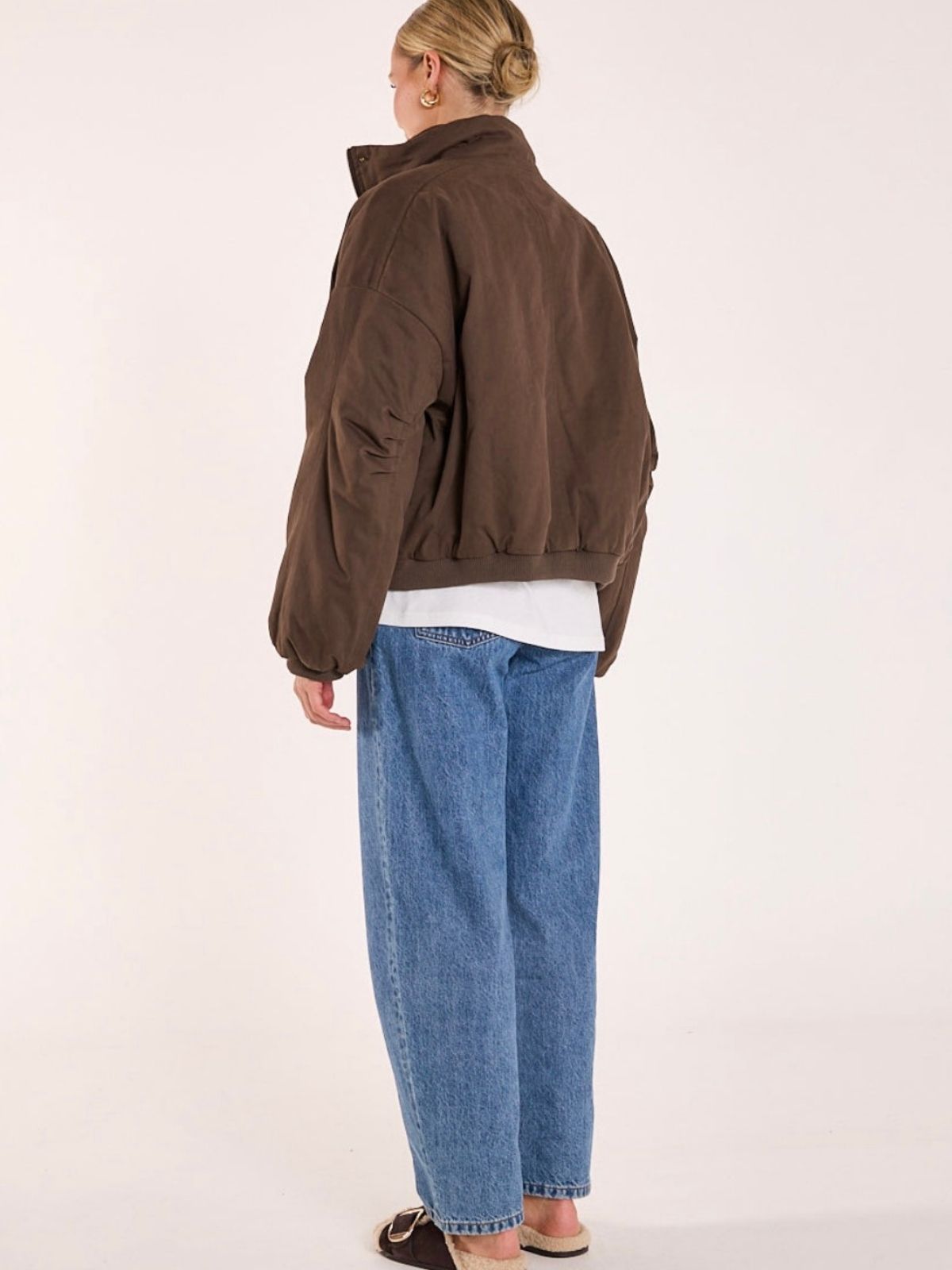 Asher Funnel Neck Jacket | Chocolate