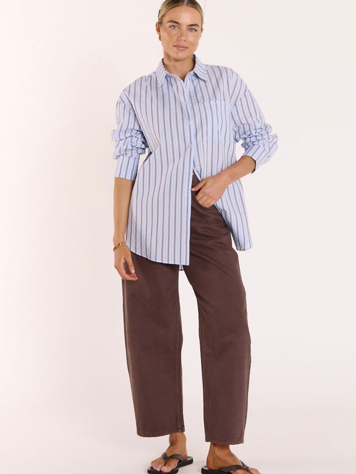 Emily Shirt | Blue Chocolate Stripe