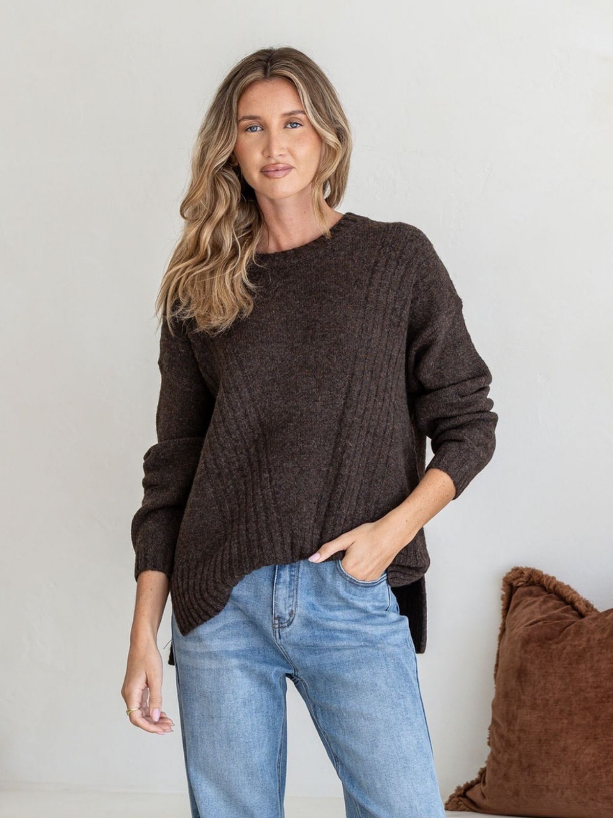 Rib Detail Knit | Chocolate