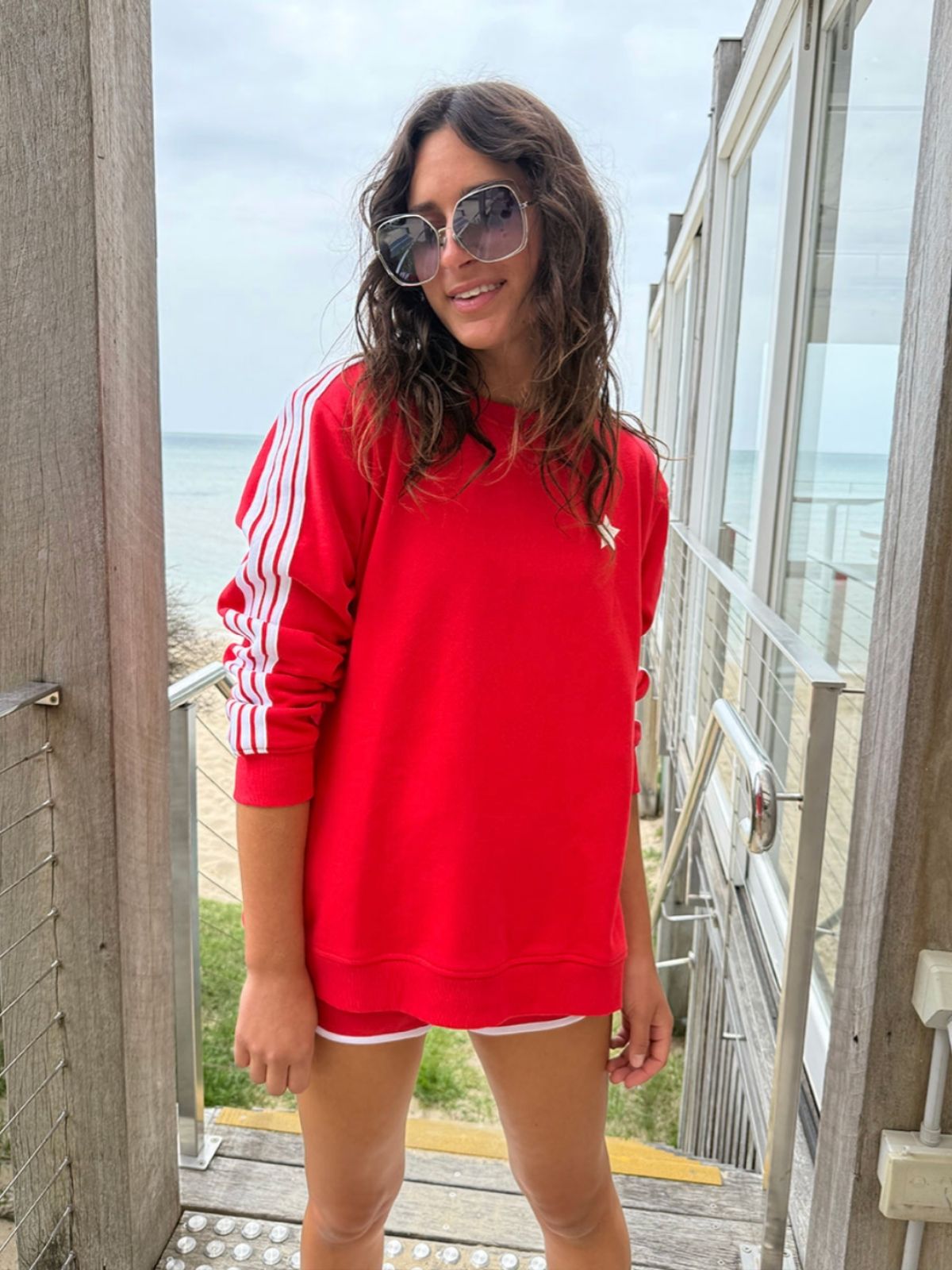 Arm Stripe Sweatshirt | Red &amp; White