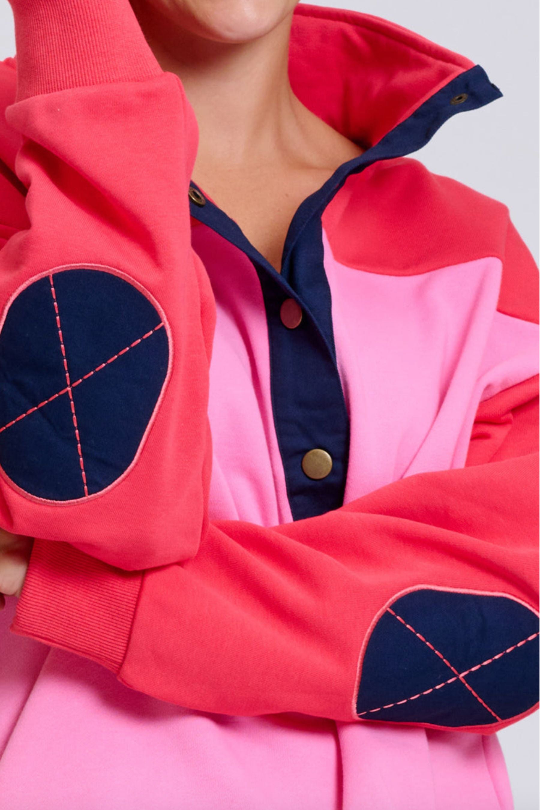 Collar Sweatshirt | Pink &amp; Red Combo