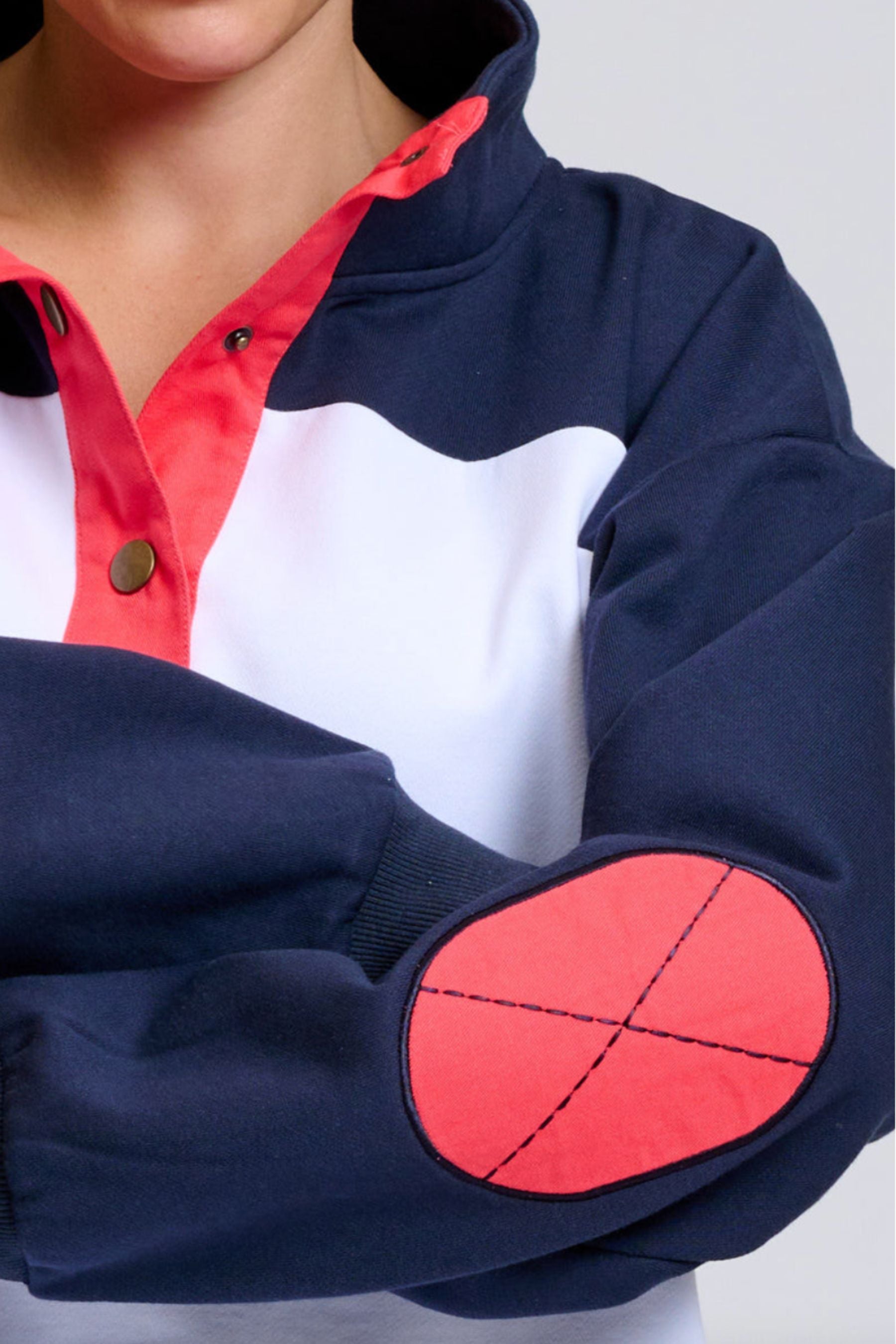 Collar Sweatshirt | Navy &amp; White Combo