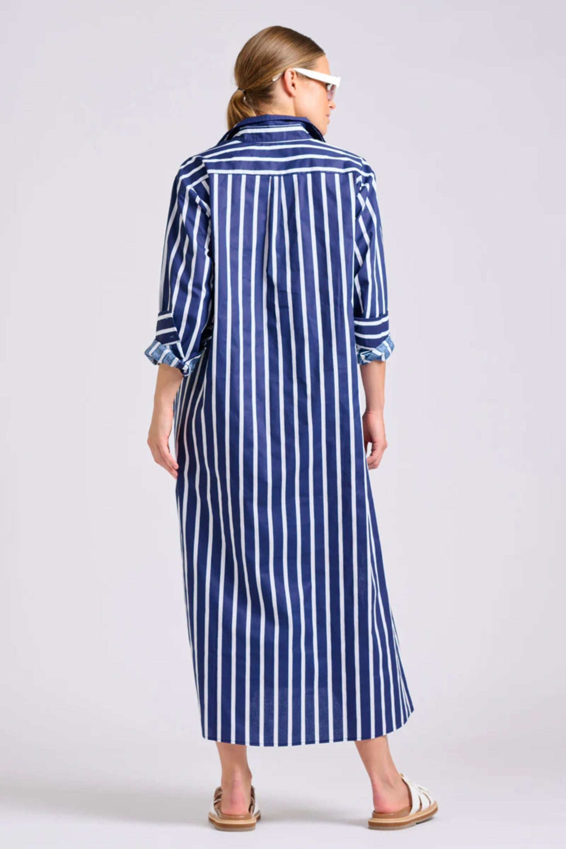 Luna Oversized Dress | Navy with White Stripe