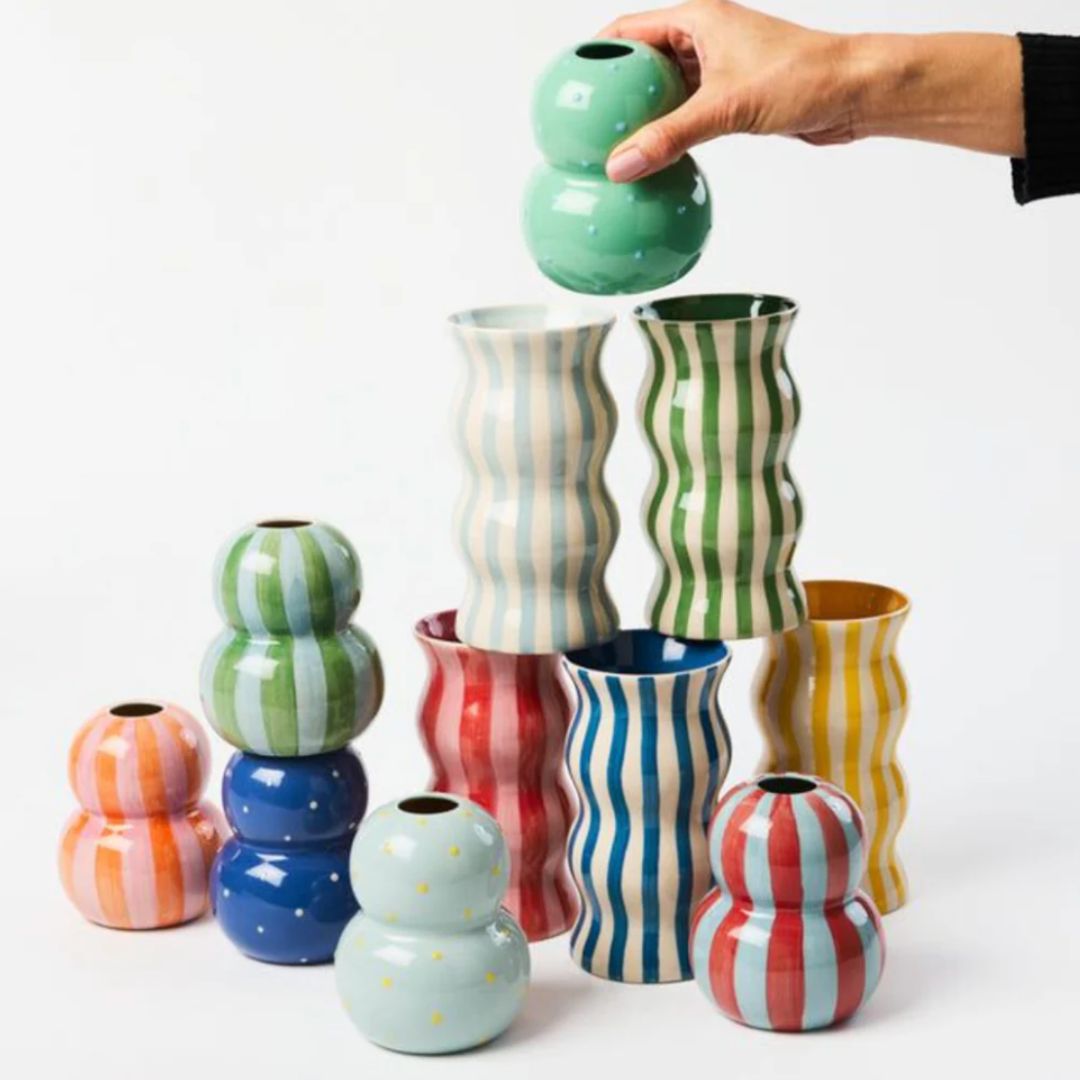 Fonda Green Blue Stripe Vase