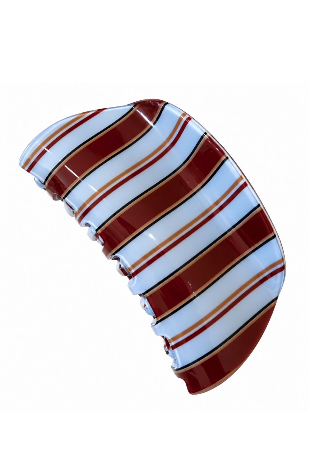 Curved Claw Clip | Pale Blue &amp; Chocolate Stripe