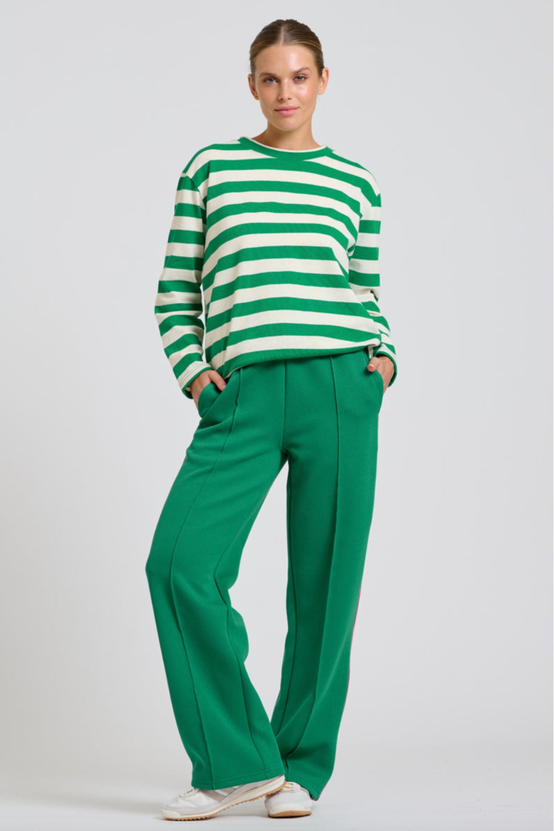 The Lola Pant | Green / Pink Stripe