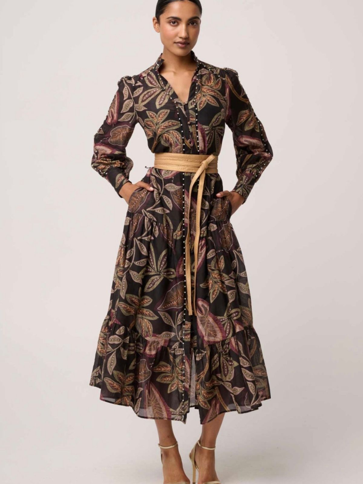 Wanderlust Pearl Embellished Maxi Dress | Dark Tropique