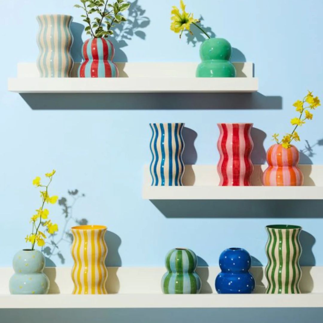 Palma Pale Blue Stripe Vase