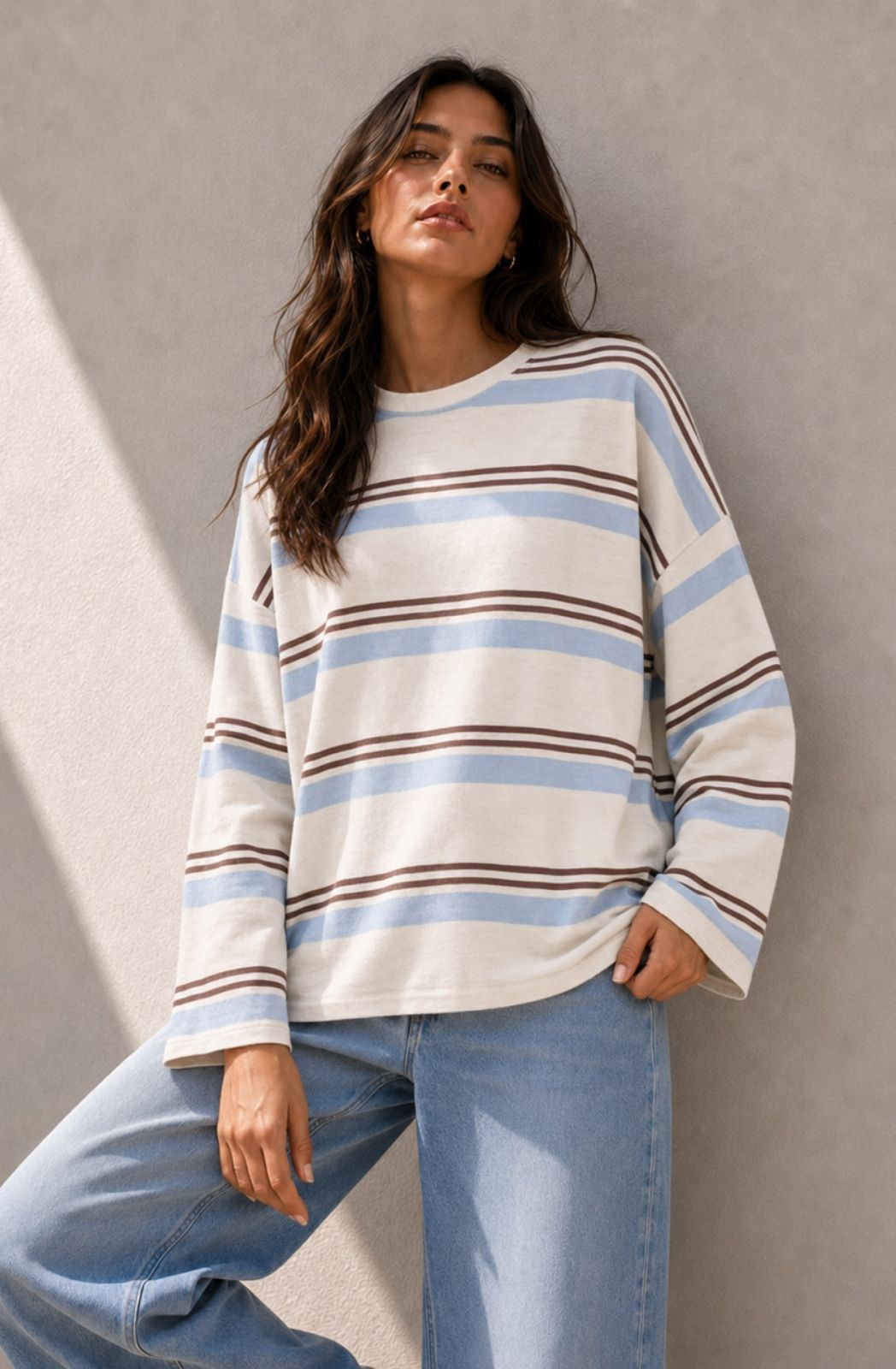 Tencel Stripe Knit | Natural, Blue &amp; Chocolate
