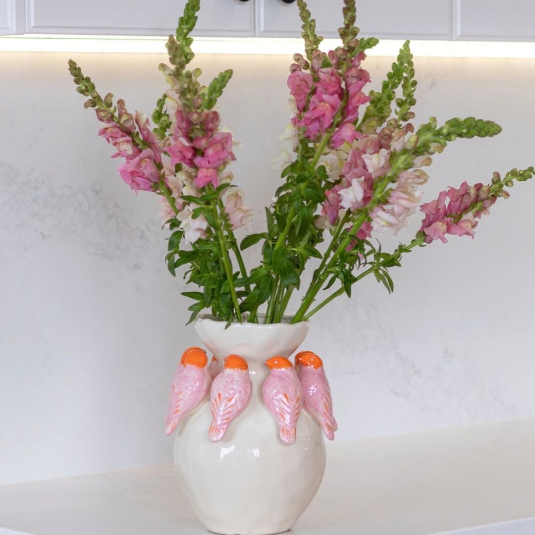 Pink &amp; Orange Bird Vase