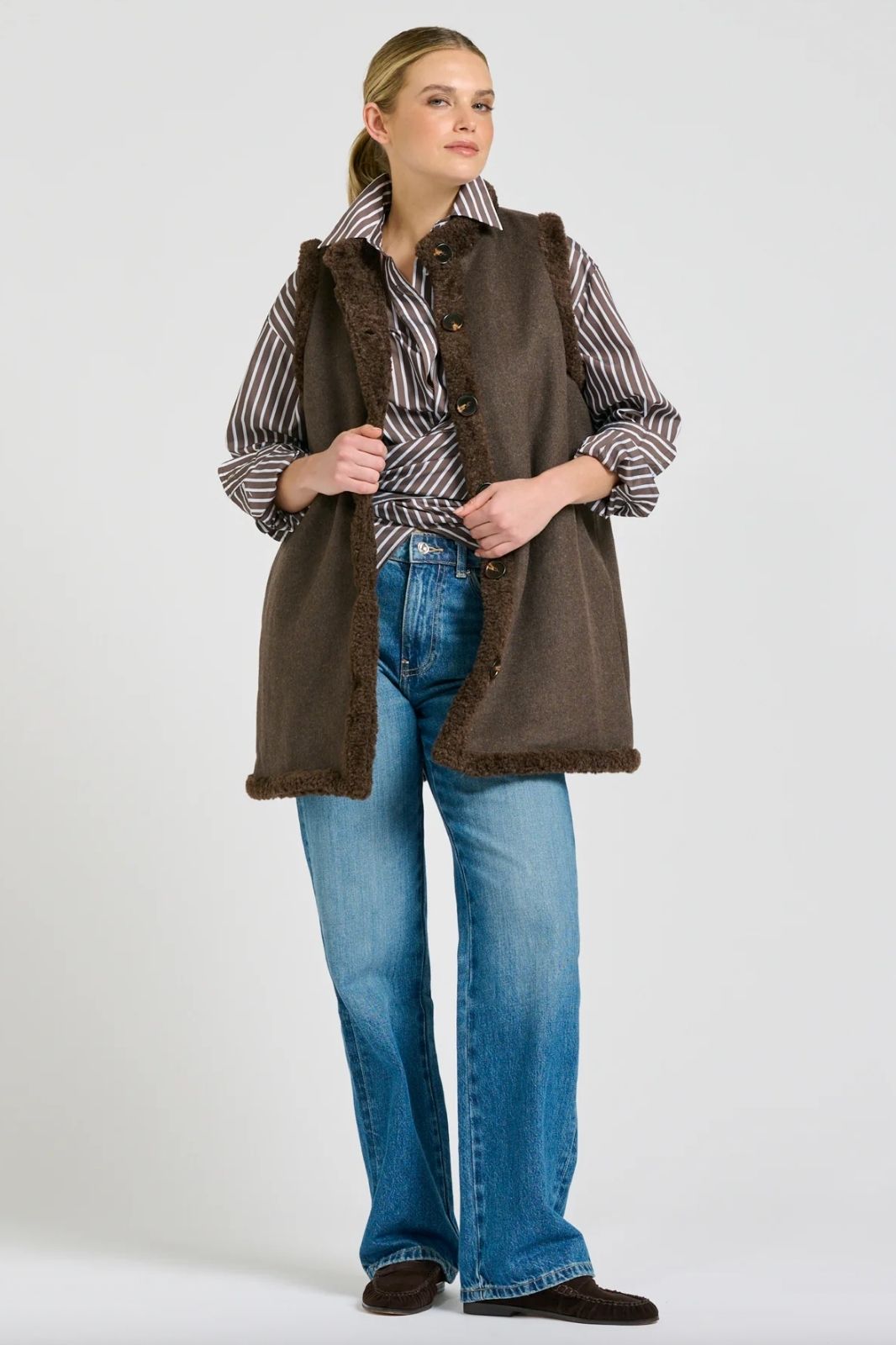 The Boyfriend Shirt | Choc Stripe