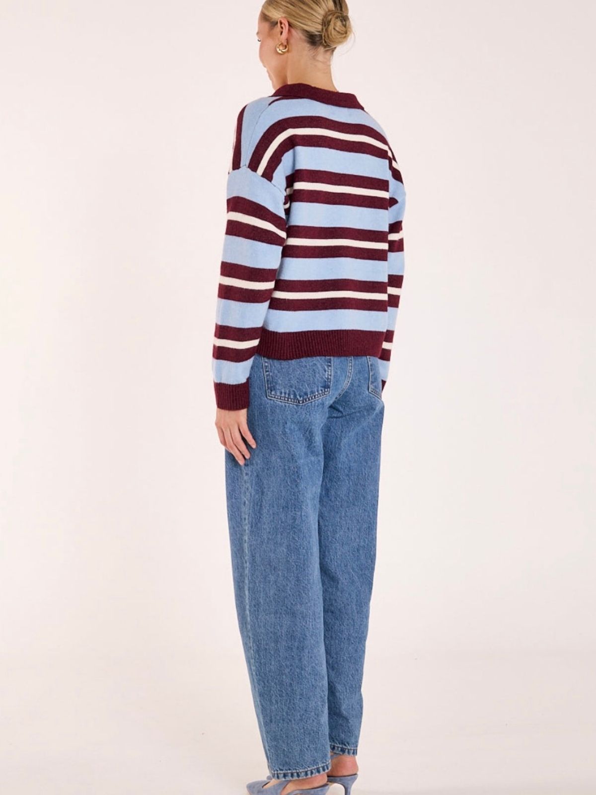 Stefi Knit | Wine Blue Stripe