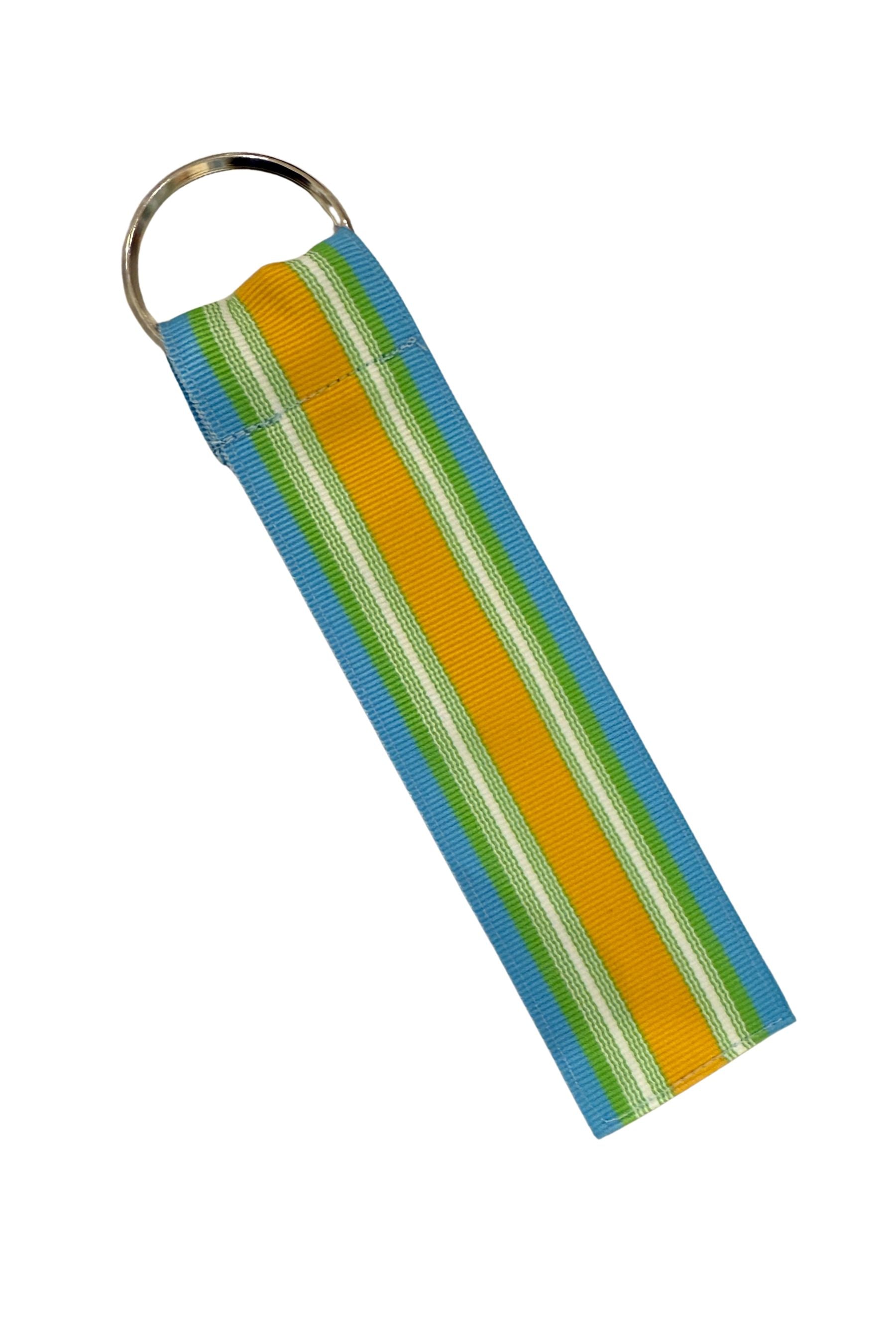 Grosgrain Key Rings | Cornflower Blue, Yellow &amp; Lime Stripe