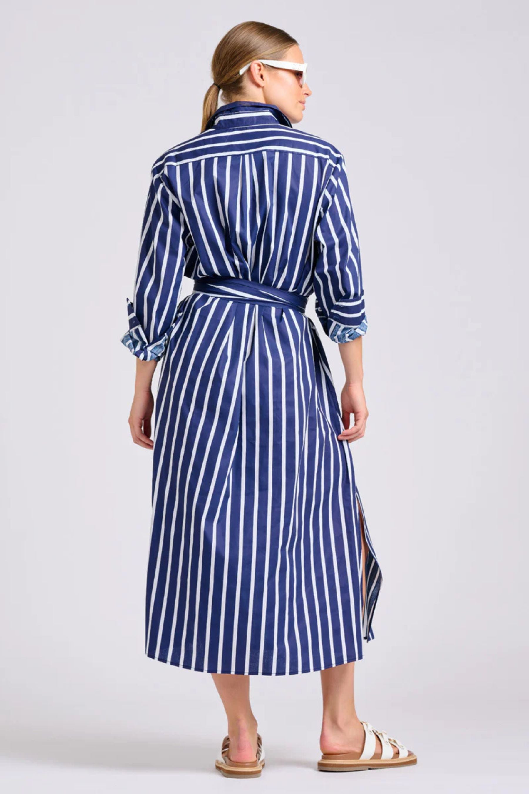 Luna Oversized Dress | Navy with White Stripe