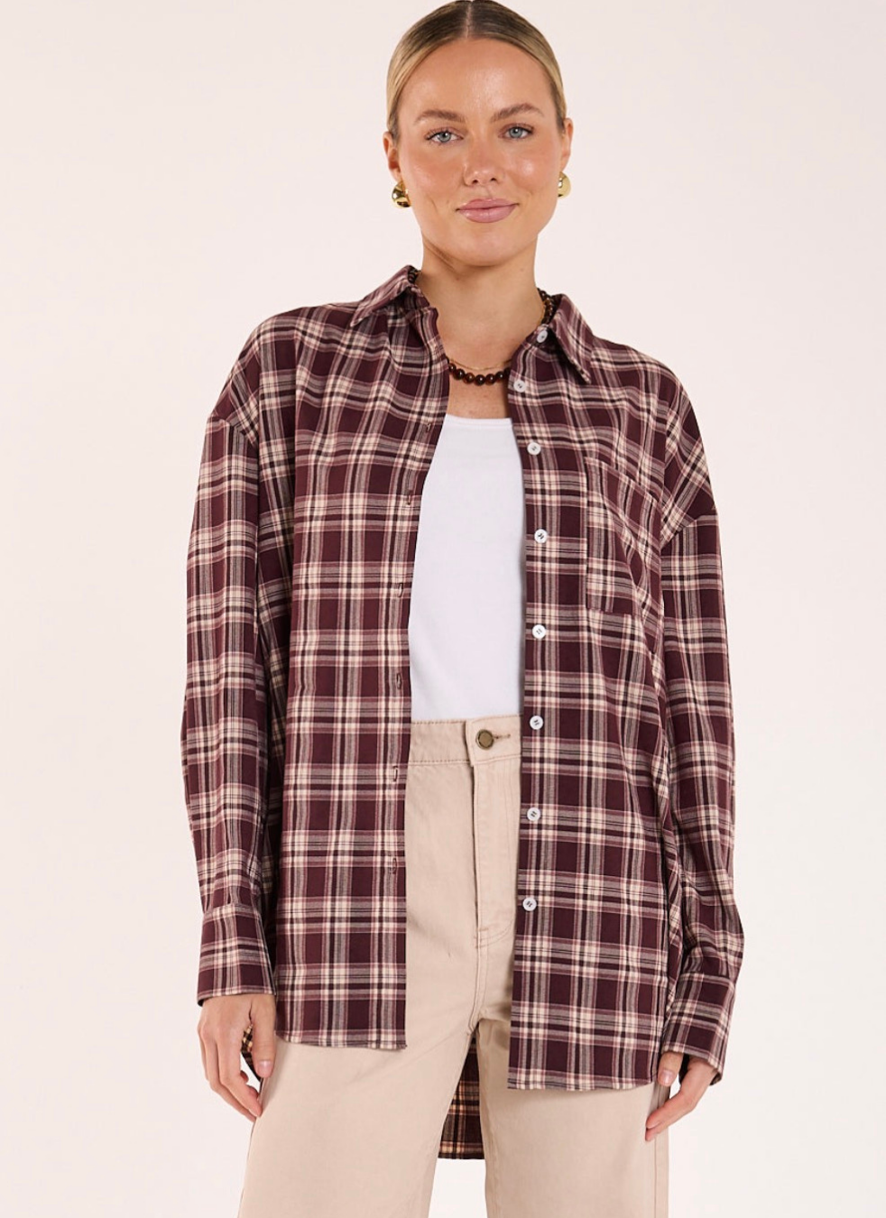 Luca Shirt | Plum Beige Check