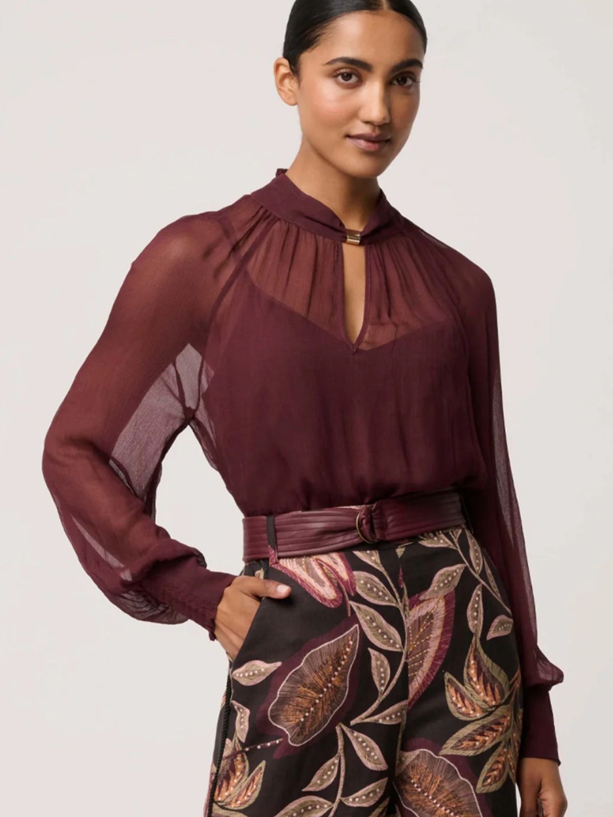 Simona Sheer Viscose Shirt | Bordeaux