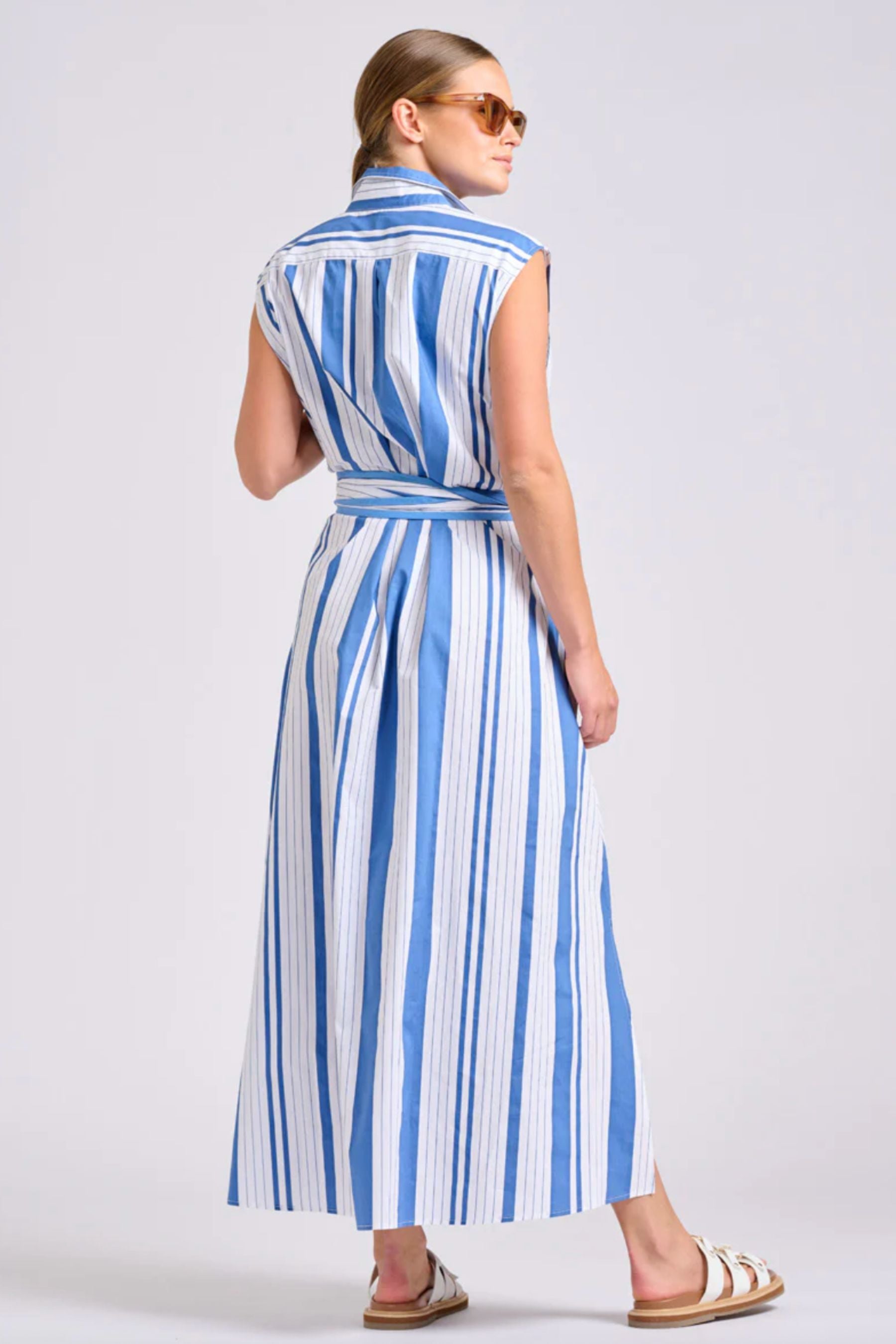 The Sabine Dress | Azure Retro Stripe