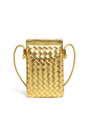 CALL ME Leather Weaved Crossbody Bag | Gold