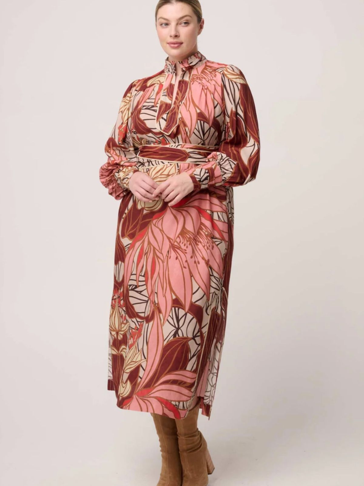 Edith Viscose Blend Printed Column Midi Dress | Cathedral Botanic
