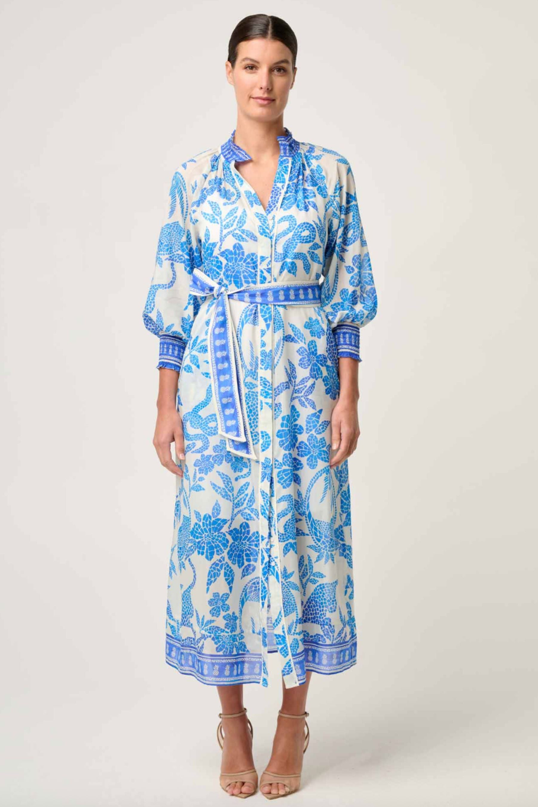 Carmen Silk Maxi Dress | Azure Mosaic