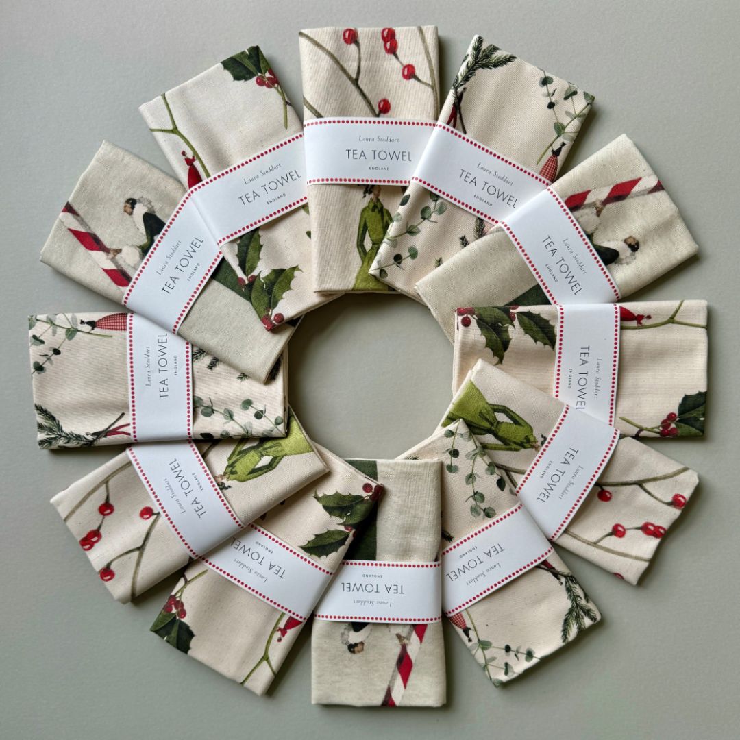 Tea Towel | Laura Stoddart Holly &amp; Mistletoe