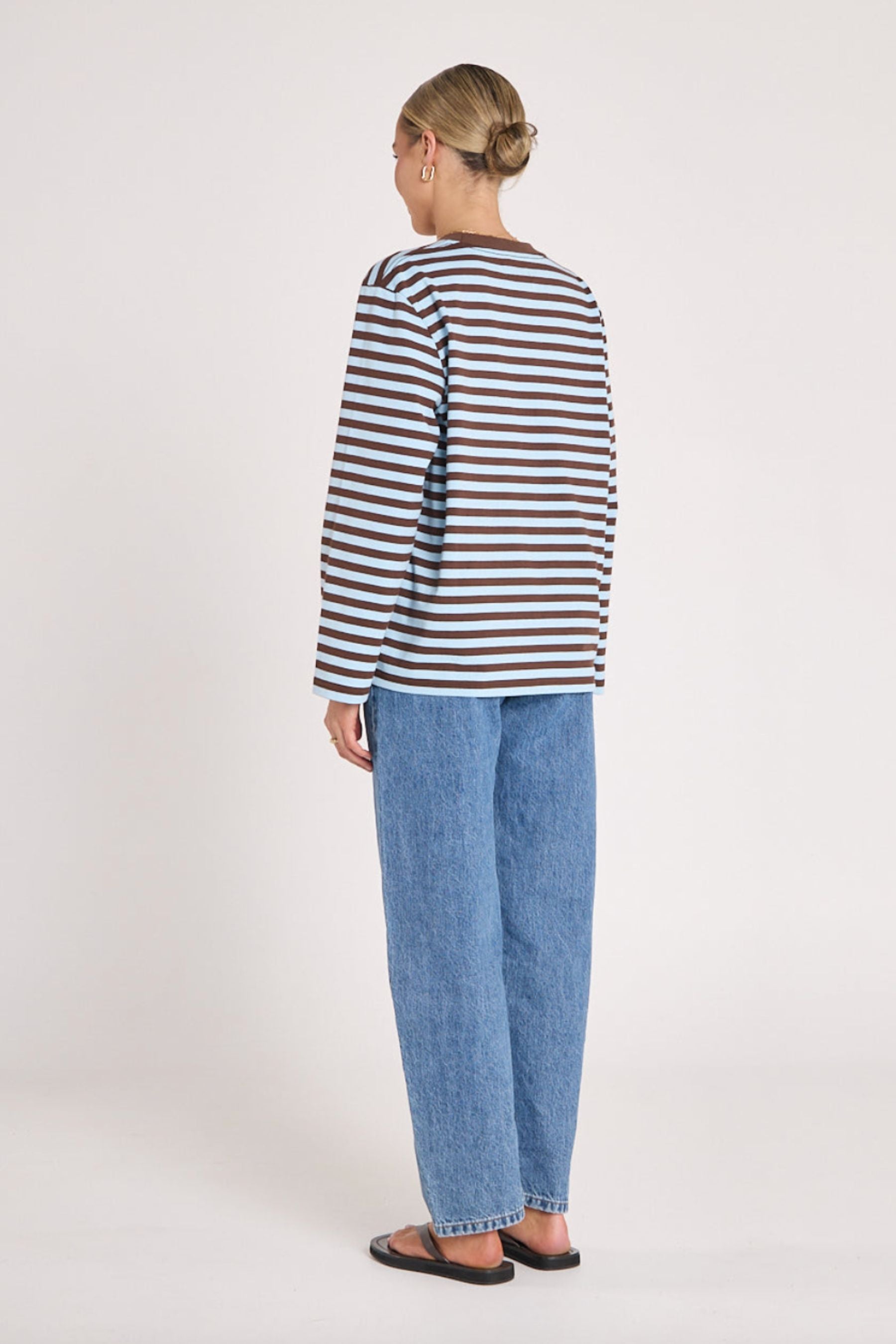 Carter Long Sleeve Tee | Chocolate Blue Stripe