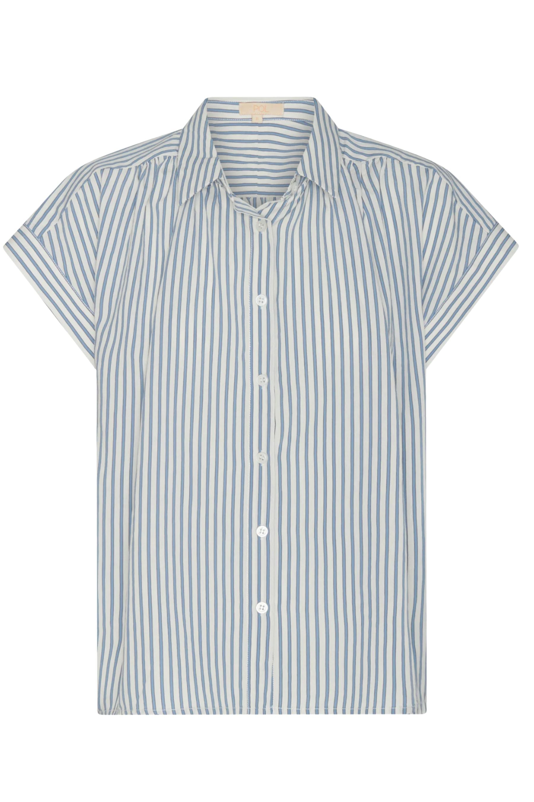 Vera Cap Sleeve Shirt | Blue Stripe