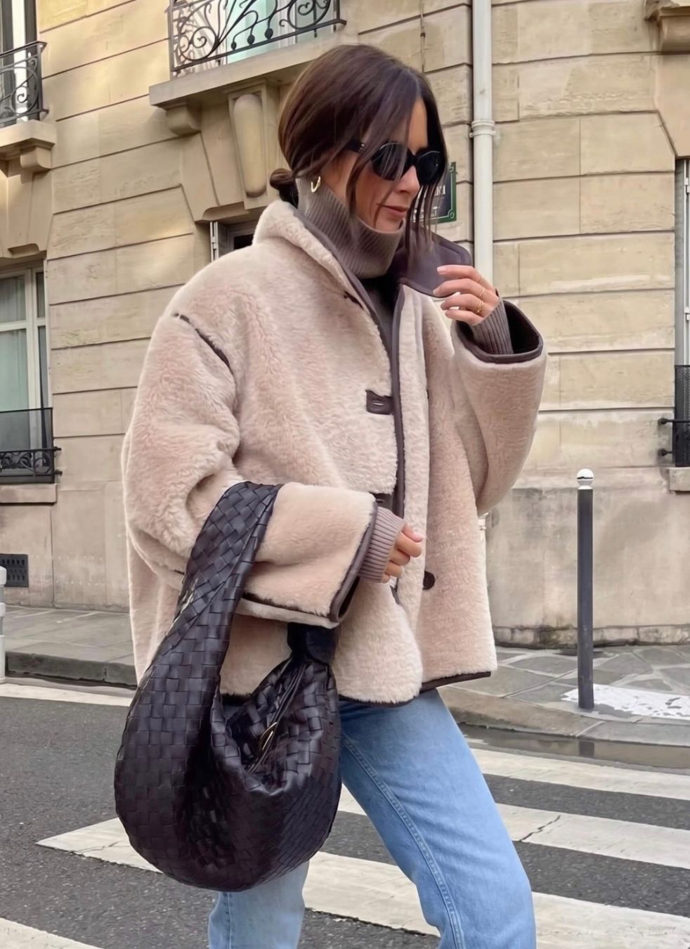 Teddy Fur Jacket | Natural/Choc