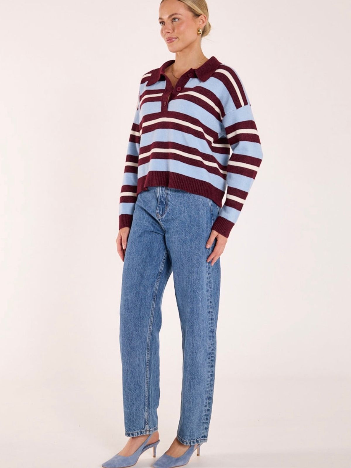 Stefi Knit | Wine Blue Stripe