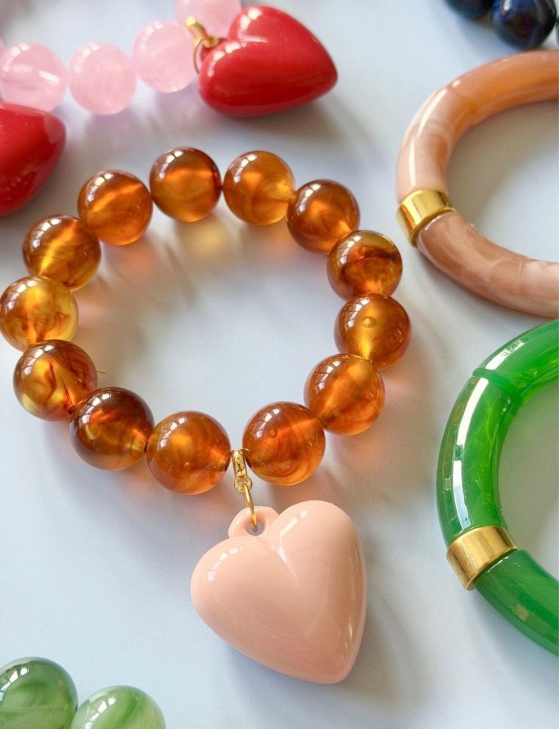 Bubble &amp; Heart Bracelet | Amber