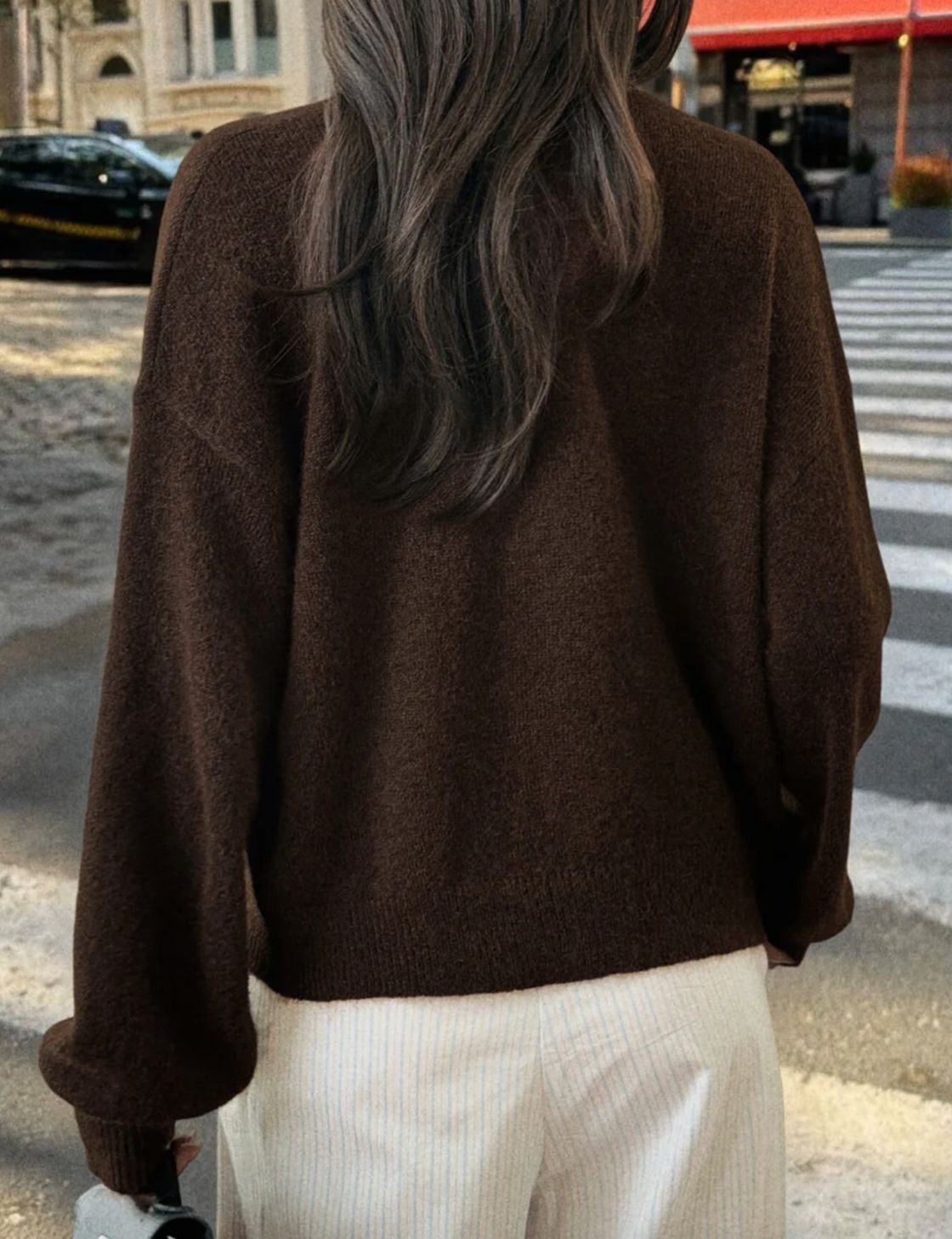 Crew Neck Cardi | Chocolate