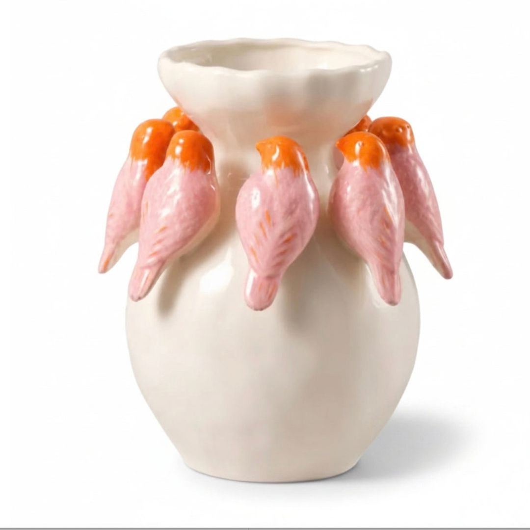 Pink &amp; Orange Bird Vase