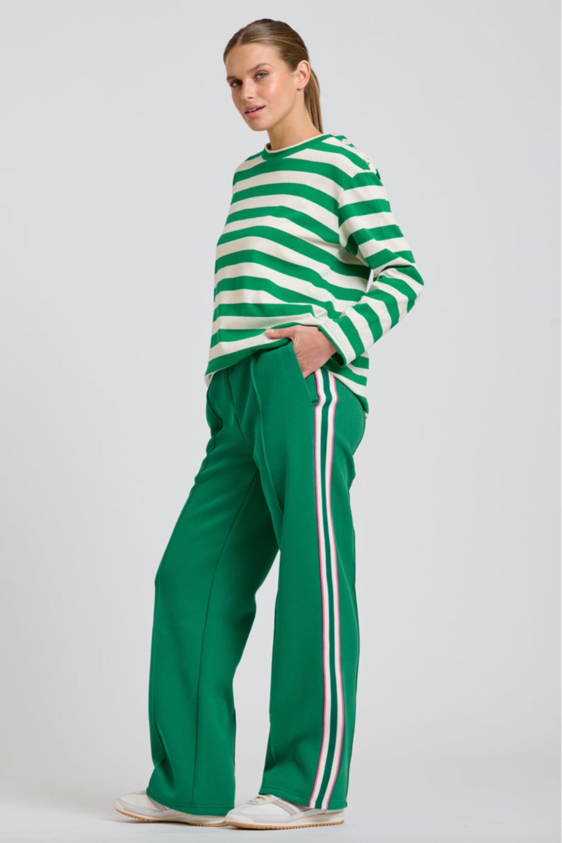 The Lola Pant | Green / Pink Stripe