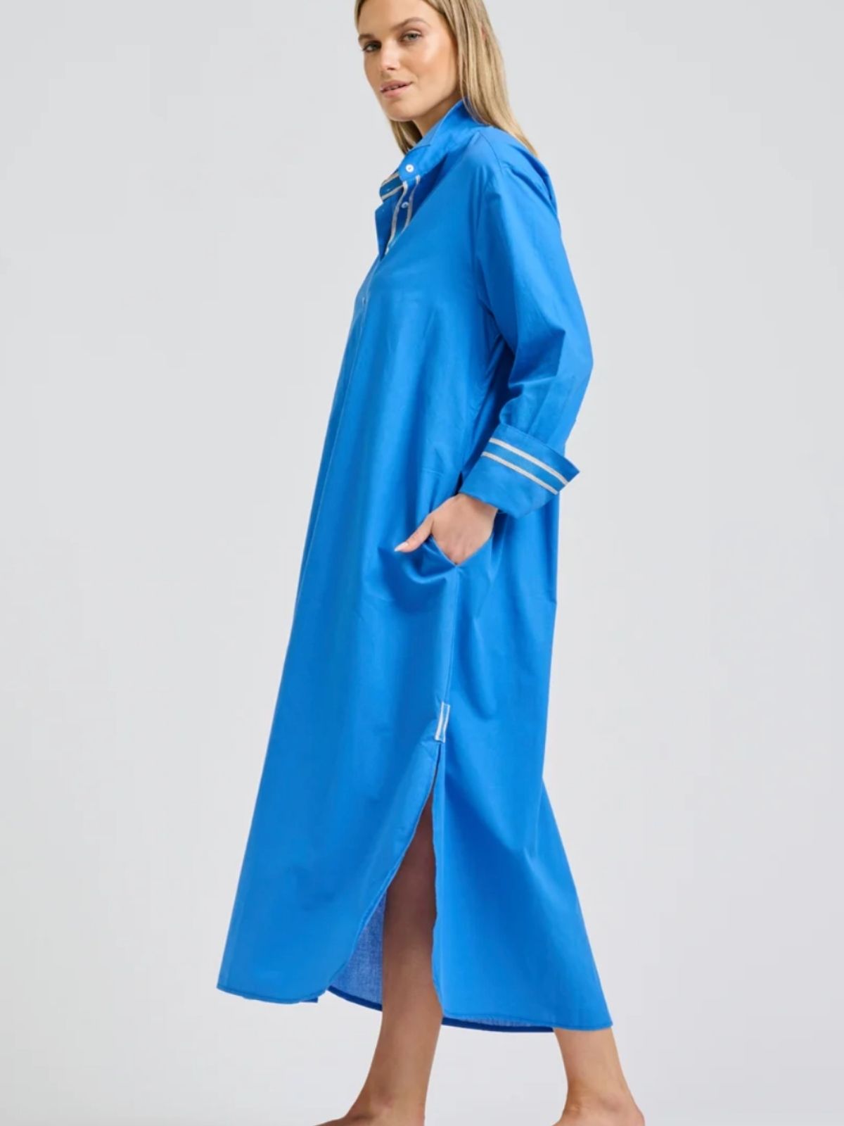 Pia Longline Shirtdress | Bright Blue