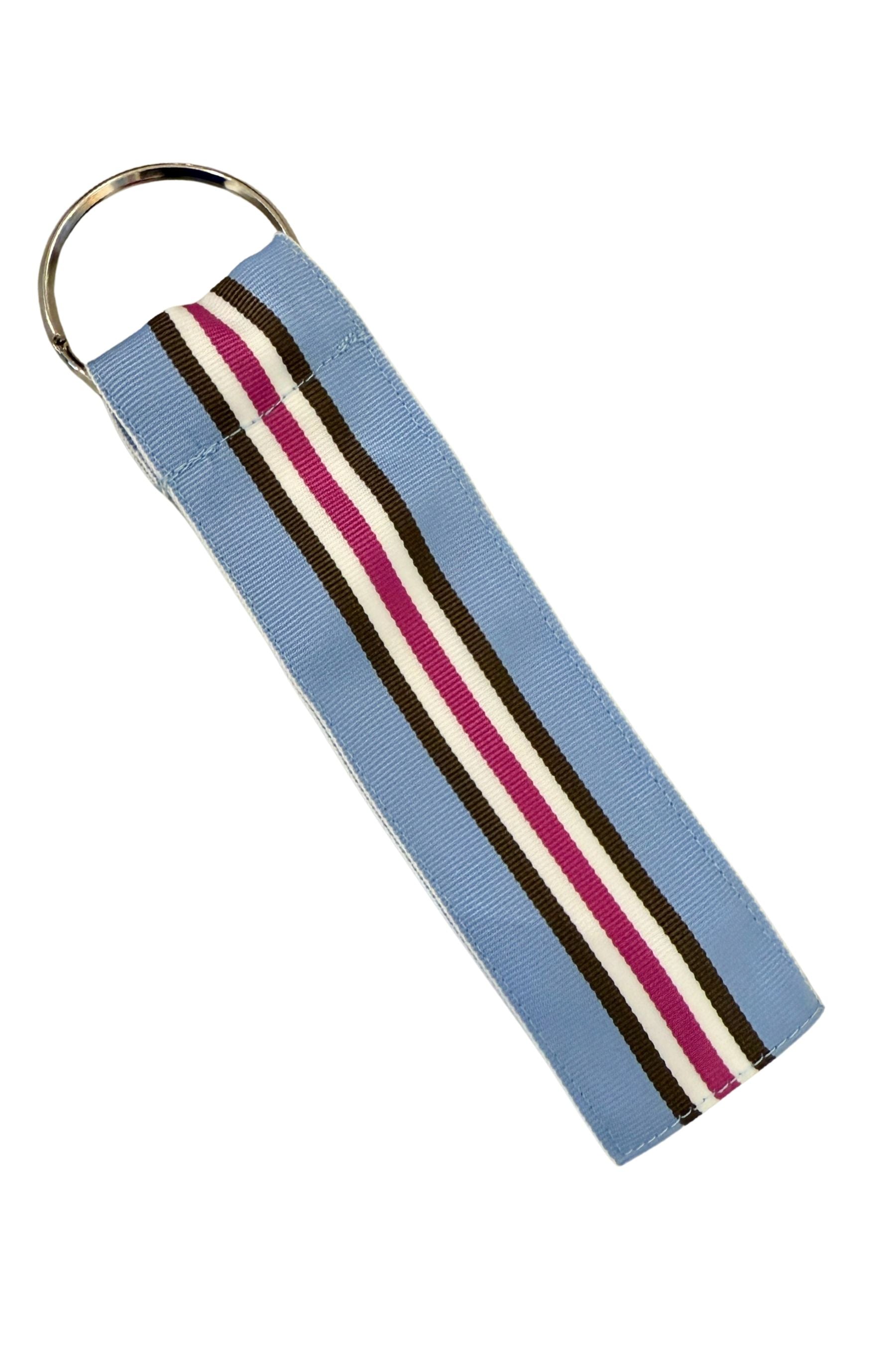 Grosgrain Key Rings | Pale Blue, Lavender &amp; Choc Stripe