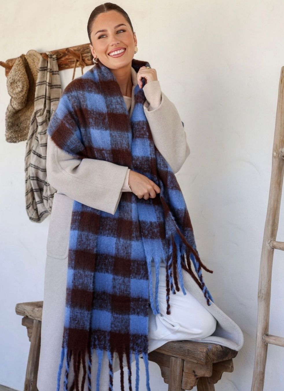 Check Scarf | Blue &amp; Chocolate