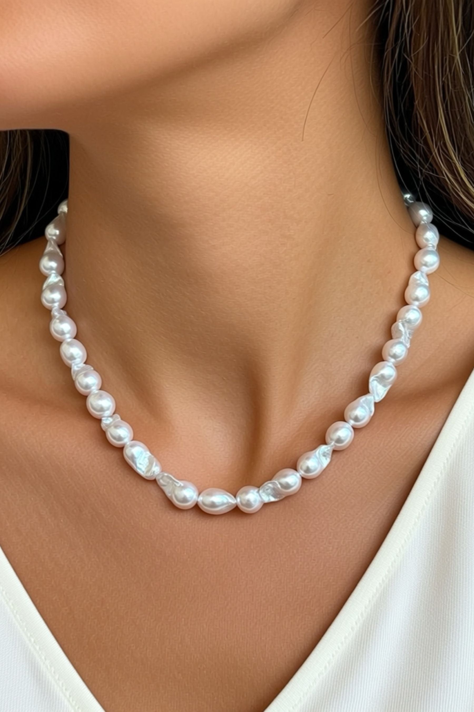 Natural Baroque Pearl Necklace With Silver Clasp | 50cm