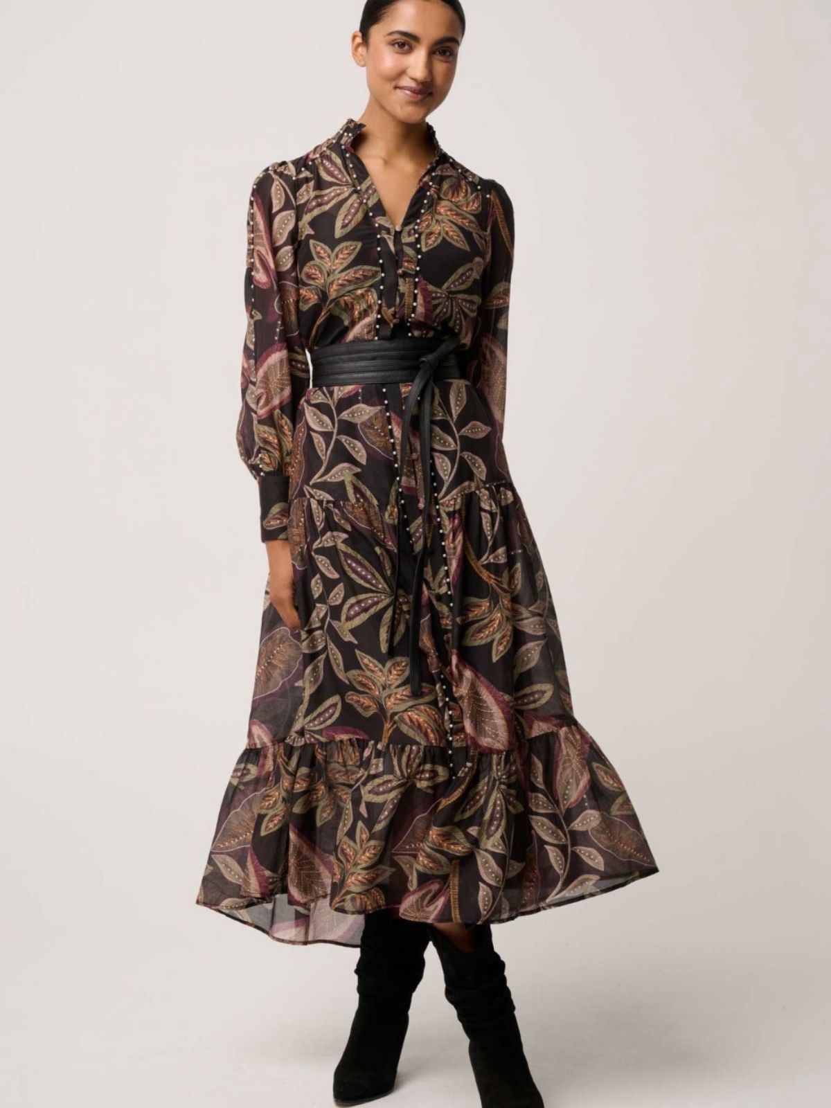 Wanderlust Pearl Embellished Maxi Dress | Dark Tropique