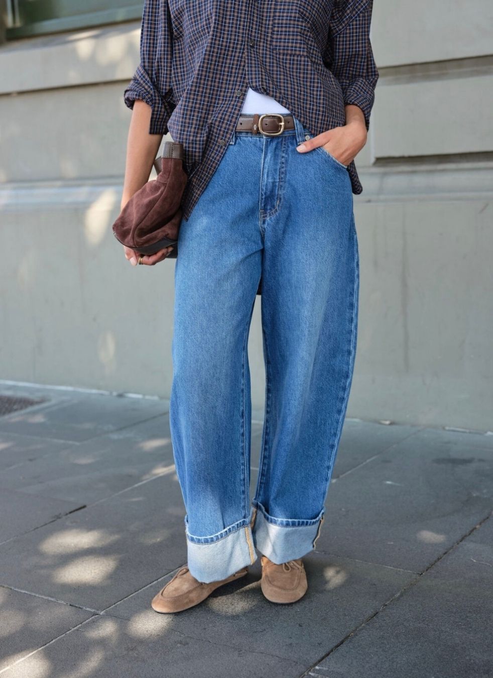 Frannie Cuffed Barrel Jean | Fresh Indigo
