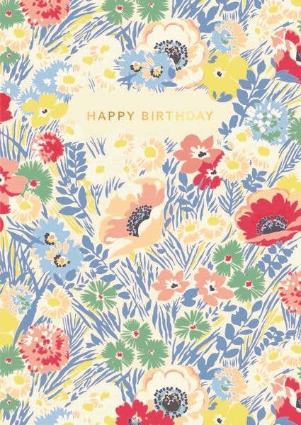 Foil Card-Happy Birthday Meadow Floral