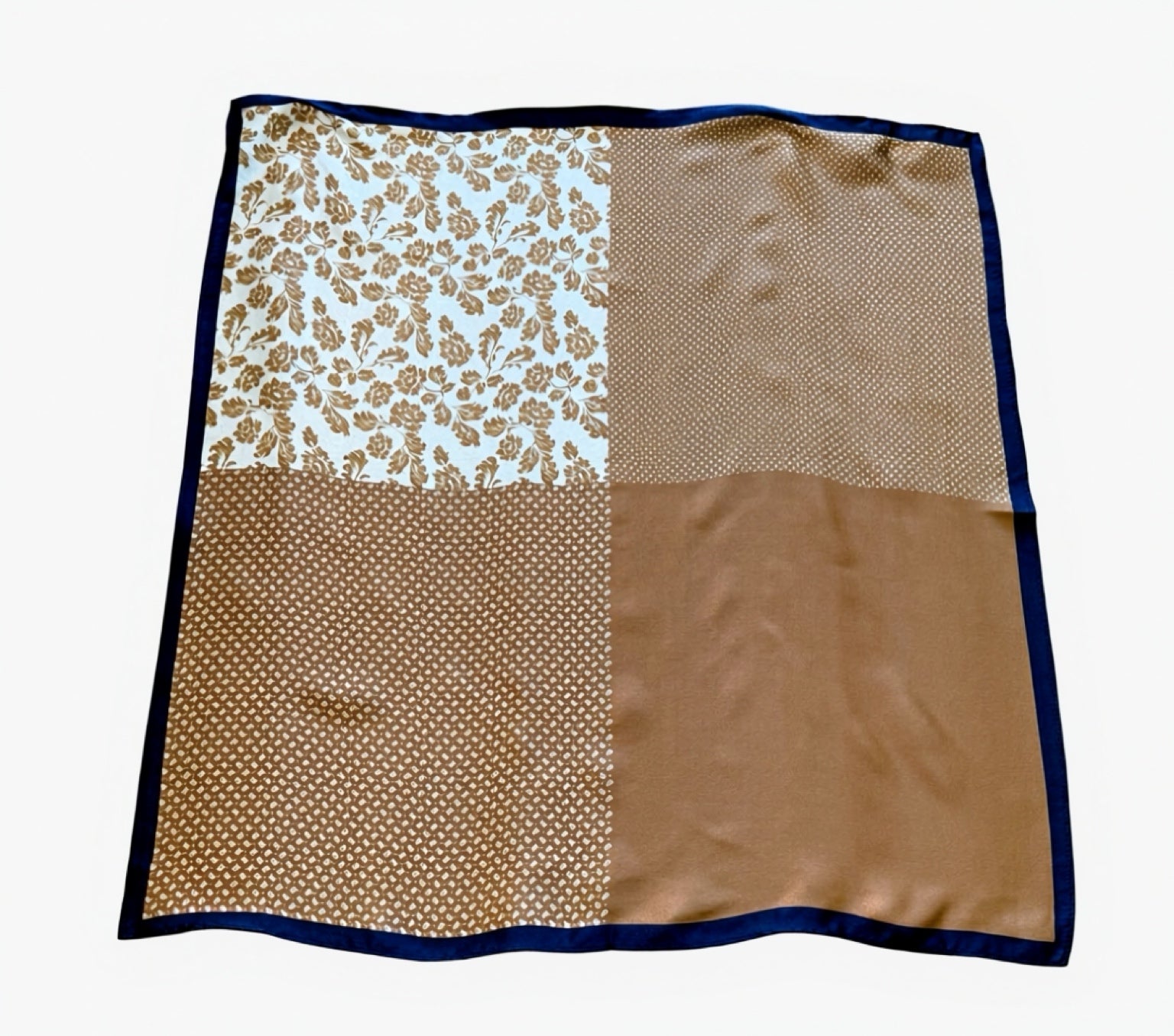 Scarf | Caramel &amp; Cream print with Navy edge