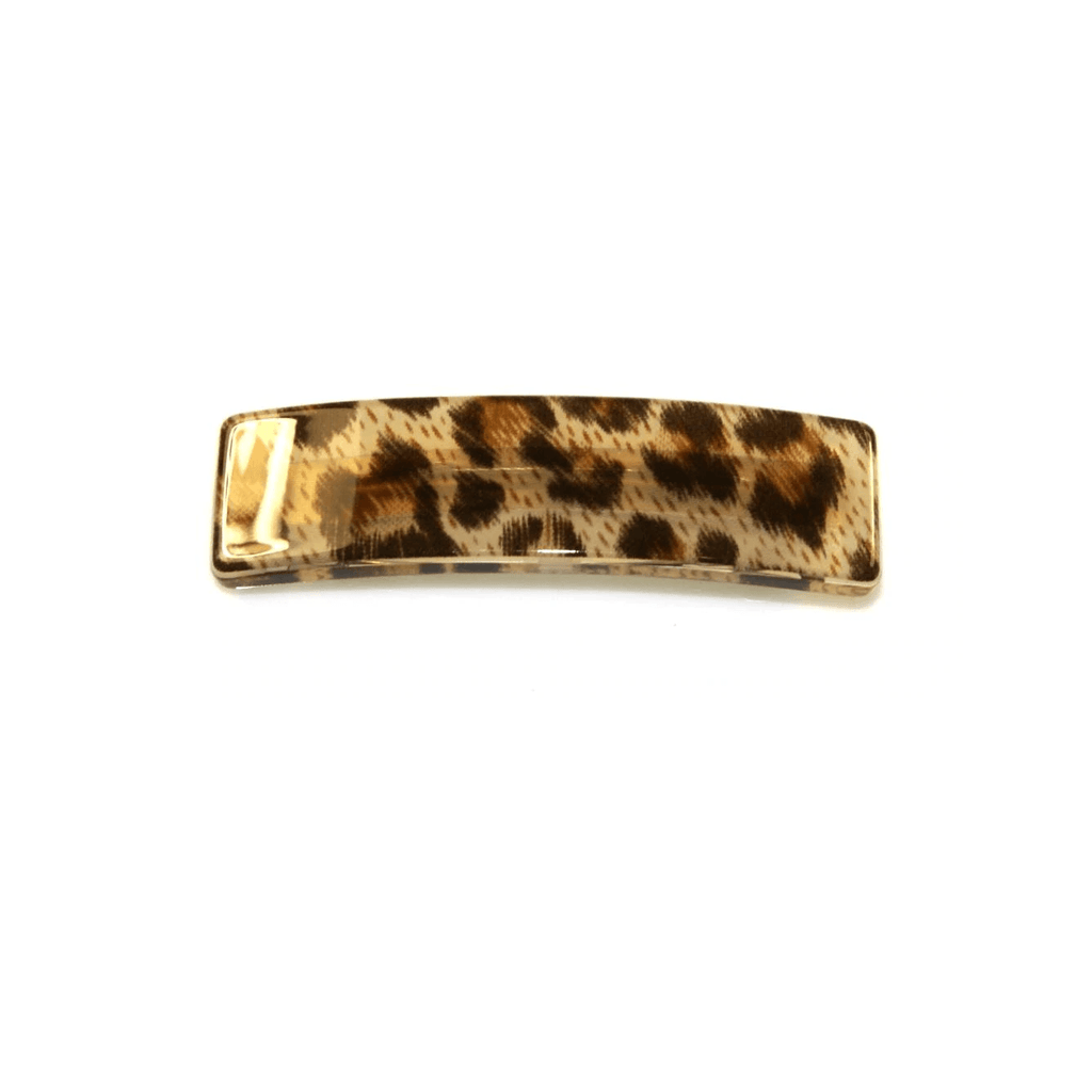 Hepburn & Co  Acrylic Wide Barrette | Brown Leopard available at Rose St Trading Co