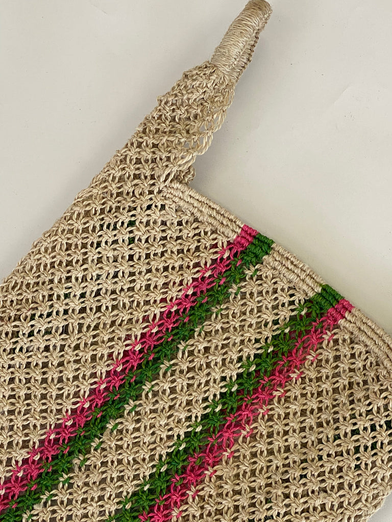 The Jacksons  Aloha Jute Bag | Green /Pink available at Rose St Trading Co