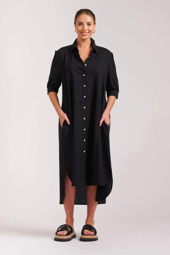 Anouk Shirt Dress | Black by Shirty in stock at Rose St Trading Co