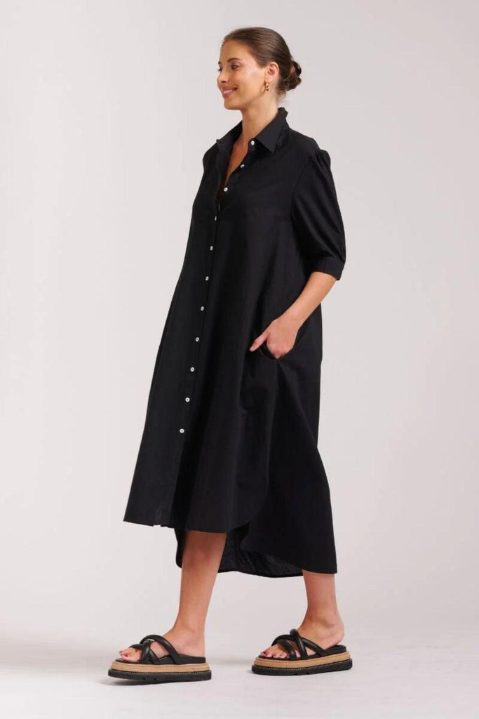 Anouk Shirt Dress | Black by Shirty in stock at Rose St Trading Co