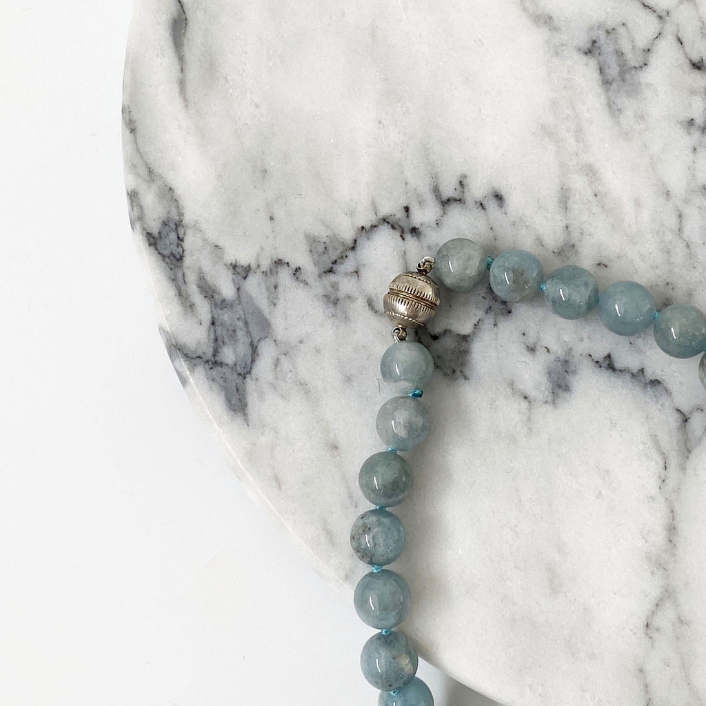 RSTC  Aquamarine  Baroque Pearl Necklace available at Rose St Trading Co