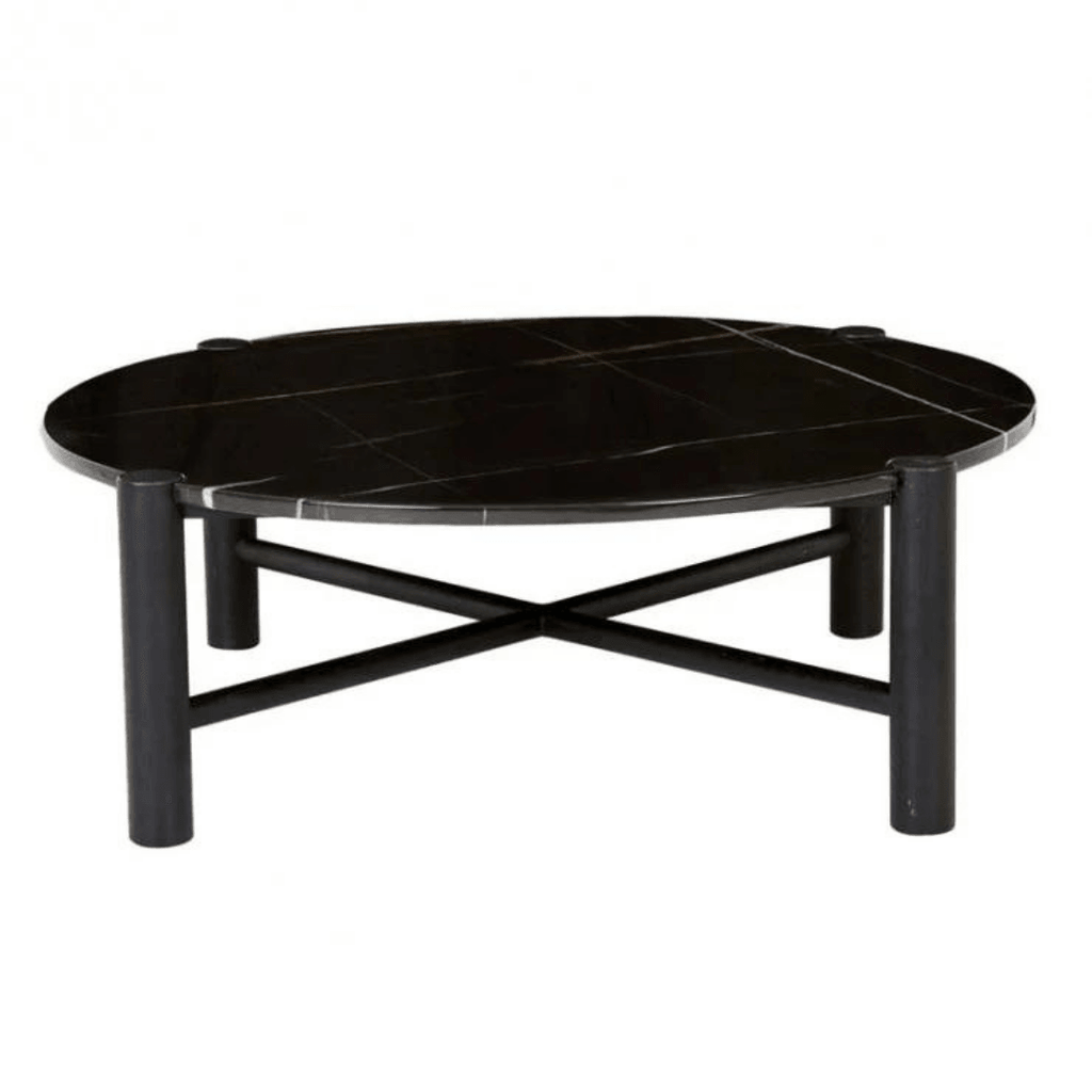 Globe West  Artie Coffee Table | Blk Vein Marble/Matt Black Oak available at Rose St Trading Co