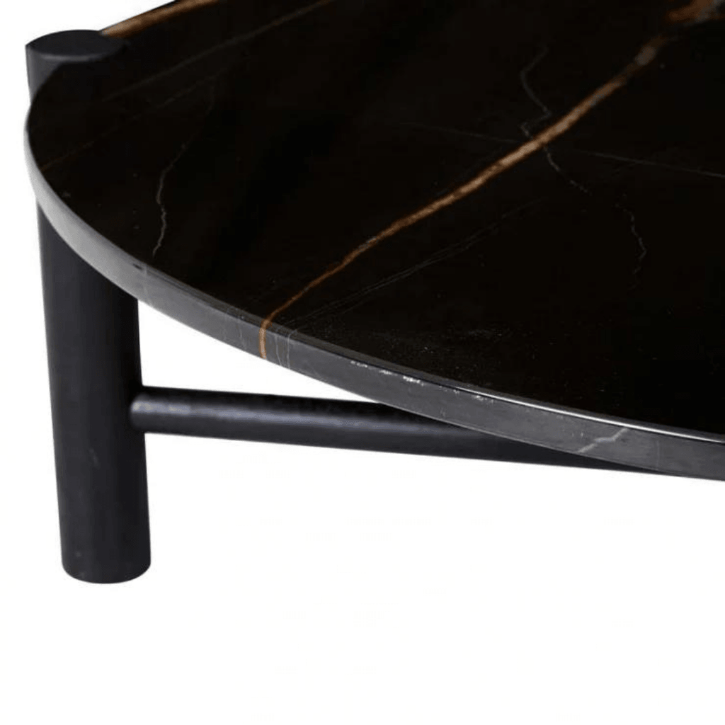 Globe West  Artie Coffee Table | Blk Vein Marble/Matt Black Oak available at Rose St Trading Co